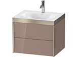 Duravit XViu Waschtisch-Unterschrank XV4614OB186P 60x48cm, 2 Schubkästen, 1 Hahnloch, champagner matt, Rahmen P, cappucino hochglanz