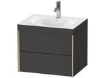 Duravit XViu Waschtisch-Unterschrank XV4614OB180C 60x48cm, 2 Schubkästen, 1 Hahnloch, champagner matt, Rahmen C, graphit supermatt