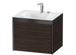 Duravit XViu Waschtisch-Unterschrank XV4614EB269P 60x48cm, 2 Schubkästen, 2 Hahnlöcher, schwarz matt, Rahmen P, nussbaum gebürstet