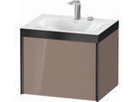 Duravit XViu Waschtisch-Unterschrank XV4609EB286P 60x48cm, 1 Auszug, 2 Hahnlöcher, schwarz matt, Rahmen P, cappucino hochglanz