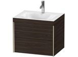 Duravit XViu Waschtisch-Unterschrank XV4614OB169C 60x48cm, 2 Schubkästen, 1 Hahnloch, champagner matt, Rahmen C, nussbaum gebürstet