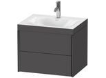 Duravit XViu Waschtisch-Unterschrank XV4614OB249C 60x48cm, 2 Schubkästen, 1 Hahnloch, schwarz matt, Rahmen C, graphit matt