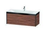 Duravit XViu Waschtisch-Unterschrank XV4612OB279P 120x48cm, 1 Auszug, 1 Hahnloch, schwarz matt, Rahmen P, nussbaum natur