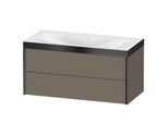 Duravit XViu Waschtisch-Unterschrank XV4616NB290P 100x48cm, 2 Schubkästen, ohne Hahnloch, schwarz matt, Rahmen P, flannel grey seidenmatt