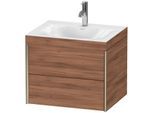 Duravit XViu Waschtisch-Unterschrank XV4614OB179C 60x48cm, 2 Schubkästen, 1 Hahnloch, champagner matt, Rahmen C, nussbaum natur