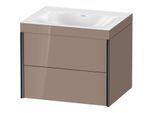 Duravit XViu Waschtisch-Unterschrank XV4614NB286C 60x48cm, 2 Schubkästen, ohne Hahnloch, schwarz matt, Rahmen C, cappucino hochglanz