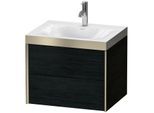 Duravit XViu Waschtisch-Unterschrank XV4614OB116P 60x48cm, 2 Schubkästen, 1 Hahnloch, champagner matt, Rahmen P, Eiche schwarz