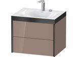 Duravit XViu Waschtisch-Unterschrank XV4614EB286P 60x48cm, 2 Schubkästen, 2 Hahnlöcher, schwarz matt, Rahmen P, cappucino hochglanz