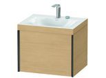 Duravit XViu Waschtisch-Unterschrank XV4609EB230C 60x48cm, 1 Auszug, 2 Hahnlöcher, schwarz matt, Rahmen C, Eiche natur