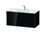 Duravit XViu Waschtisch-Unterschrank XV4611EB240C 100x48cm, 1 Auszug, 2 Hahnlöcher, schwarz matt, Rahmen C, schwarz hochglanz