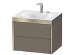 Duravit XViu Waschtisch-Unterschrank XV4614EB190P 60x48cm, 2 Schubkästen, 2 Hahnlöcher, champagner matt, Rahmen P, flannel grey seidenmatt