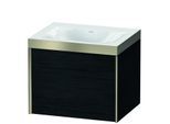 Duravit XViu Waschtisch-Unterschrank XV4609NB116P 60x48cm, 1 Auszug, ohne Hahnloch, champagner matt, Rahmen P, Eiche schwarz