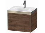 Duravit XViu Waschtisch-Unterschrank XV4609OB121P 60x48cm, 1 Auszug, 1 Hahnloch, champagner matt, Rahmen P, nussbaum dunkel