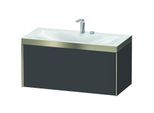 Duravit XViu Waschtisch-Unterschrank XV4611EB149P 100x48cm, 1 Auszug, 2 Hahnlöcher, champagner matt, Rahmen P, graphit matt