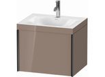 Duravit XViu Waschtisch-Unterschrank XV4609OB286C 60x48cm, 1 Auszug, 1 Hahnloch, schwarz matt, Rahmen C, cappucino hochglanz