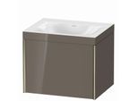 Duravit XViu Waschtisch-Unterschrank XV4609NB189C 60x48cm, 1 Auszug, ohne Hahnloch, champagner matt, Rahmen C, flannel grey hochglanz