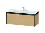 Duravit XViu Waschtisch-Unterschrank XV4612EB230P 120x48cm, 1 Auszug, 2 Hahnlöcher, schwarz matt, Rahmen P, Eiche natur