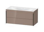 Duravit XViu Waschtisch-Unterschrank XV4616NB286C 100x48cm, 2 Schubkästen, ohne Hahnloch, schwarz matt, Rahmen C, cappucino hochglanz