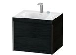 Duravit XViu Waschtisch-Unterschrank XV4614EB216C 60x48cm, 2 Schubkästen, 2 Hahnlöcher, schwarz matt, Rahmen C, Eiche schwarz