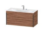 Duravit XViu Waschtisch-Unterschrank XV4616EB279C 100x48cm, 2 Schubkästen, 2 Hahnlöcher, schwarz matt, Rahmen C, nussbaum natur