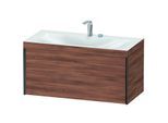 Duravit XViu Waschtisch-Unterschrank XV4611EB279C 100x48cm, 1 Auszug, 2 Hahnlöcher, schwarz matt, Rahmen C, nussbaum natur