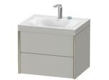 Duravit XViu Waschtisch-Unterschrank XV4614EB107C 60x48cm, 2 Schubkästen, 2 Hahnlöcher, champagner matt, Rahmen C, betongrau matt