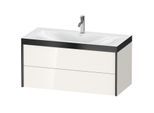 Duravit XViu Waschtisch-Unterschrank XV4616OB222P 100x48cm, 2 Schubkästen, 1 Hahnloch, schwarz matt, Rahmen P, weiß hochglanz