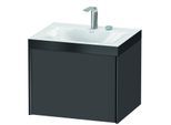 Duravit XViu Waschtisch-Unterschrank XV4609EB249P 60x48cm, 1 Auszug, 2 Hahnlöcher, schwarz matt, Rahmen P, graphit matt