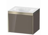 Duravit XViu Waschtisch-Unterschrank XV4609NB189P 60x48cm, 1 Auszug, ohne Hahnloch, champagner matt, Rahmen P, flannel grey hochglanz