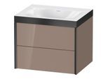 Duravit XViu Waschtisch-Unterschrank XV4614NB286P 60x48cm, 2 Schubkästen, ohne Hahnloch, schwarz matt, Rahmen P, cappucino hochglanz