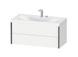 Duravit XViu Waschtisch-Unterschrank XV4616EB218C 100x48cm, 2 Schubkästen, 2 Hahnlöcher, schwarz matt, Rahmen C, weiß matt