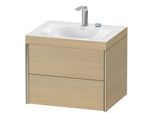 Duravit XViu Waschtisch-Unterschrank XV4614EB171C 60x48cm, 2 Schubkästen, 2 Hahnlöcher, champagner matt, Rahmen C, mediterrane eiche