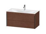 Duravit XViu Waschtisch-Unterschrank XV4616OB213C 100x48cm, 2 Schubkästen, 1 Hahnloch, schwarz matt, Rahmen C, amerikanischer nussbaum