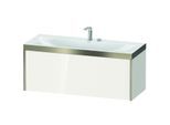 Duravit XViu Waschtisch-Unterschrank XV4612EB122P 120x48cm, 1 Auszug, 2 Hahnlöcher, champagner matt, Rahmen P, weiß hochglanz