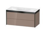 Duravit XViu Waschtisch-Unterschrank XV4616NB286P 100x48cm, 2 Schubkästen, ohne Hahnloch, schwarz matt, Rahmen P, cappucino hochglanz