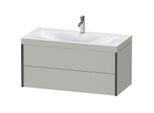 Duravit XViu Waschtisch-Unterschrank XV4616OB207C 100x48cm, 2 Schubkästen, 1 Hahnloch, schwarz matt, Rahmen C, betongrau matt