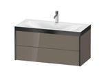 Duravit XViu Waschtisch-Unterschrank XV4616OB289P 100x48cm, 2 Schubkästen, 1 Hahnloch, schwarz matt, Rahmen P, flannel grey hochglanz