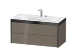 Duravit XViu Waschtisch-Unterschrank XV4616EB289P 100x48cm, 2 Schubkästen, 2 Hahnlöcher, schwarz matt, Rahmen P, flannel grey hochglanz