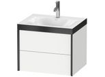 Duravit XViu Waschtisch-Unterschrank XV4614OB218P 60x48cm, 2 Schubkästen, 1 Hahnloch, schwarz matt, Rahmen P, weiß matt