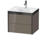 Duravit XViu Waschtisch-Unterschrank XV4614OB289P 60x48cm, 2 Schubkästen, 1 Hahnloch, schwarz matt, Rahmen P, flannel grey hochglanz