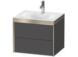 Duravit XViu Waschtisch-Unterschrank XV4614OB149P 60x48cm, 2 Schubkästen, 1 Hahnloch, champagner matt, Rahmen P, graphit matt