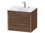 Duravit XViu Waschtisch-Unterschrank XV4614EB121C 60x48cm, 2 Schubkästen, 2 Hahnlöcher, champagner matt, Rahmen C, nussbaum dunkel