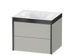 Duravit XViu Waschtisch-Unterschrank XV4614NB207P 60x48cm, 2 Schubkästen, ohne Hahnloch, schwarz matt, Rahmen P, betongrau matt