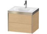 Duravit XViu Waschtisch-Unterschrank XV4614OB130P 60x48cm, 2 Schubkästen, 1 Hahnloch, champagner matt, Rahmen P, Eiche natur