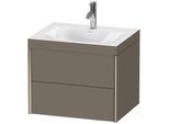 Duravit XViu Waschtisch-Unterschrank XV4614OB190C 60x48cm, 2 Schubkästen, 1 Hahnloch, champagner matt, Rahmen C, flannel grey seidenmatt