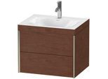 Duravit XViu Waschtisch-Unterschrank XV4614OB113C 60x48cm, 2 Schubkästen, 1 Hahnloch, champagner matt, Rahmen C, amerikanischer nussbaum