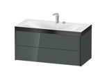 Duravit XViu Waschtisch-Unterschrank XV4616EB238P 100x48cm, 2 Schubkästen, 2 Hahnlöcher, schwarz matt, Rahmen P, dolomiti grey hochglanz