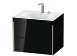 Duravit XViu Waschtisch-Unterschrank XV4614EB140C 60x48cm, 2 Schubkästen, 2 Hahnlöcher, champagner matt, Rahmen C, schwarz hochglanz