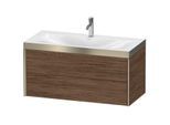 Duravit XViu Waschtisch-Unterschrank XV4616OB121P 100x48cm, 2 Schubkästen, 1 Hahnloch, champagner matt, Rahmen P, nussbaum dunkel