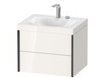 Duravit XViu Waschtisch-Unterschrank XV4614EB222C 60x48cm, 2 Schubkästen, 2 Hahnlöcher, schwarz matt, Rahmen C, weiß hochglanz